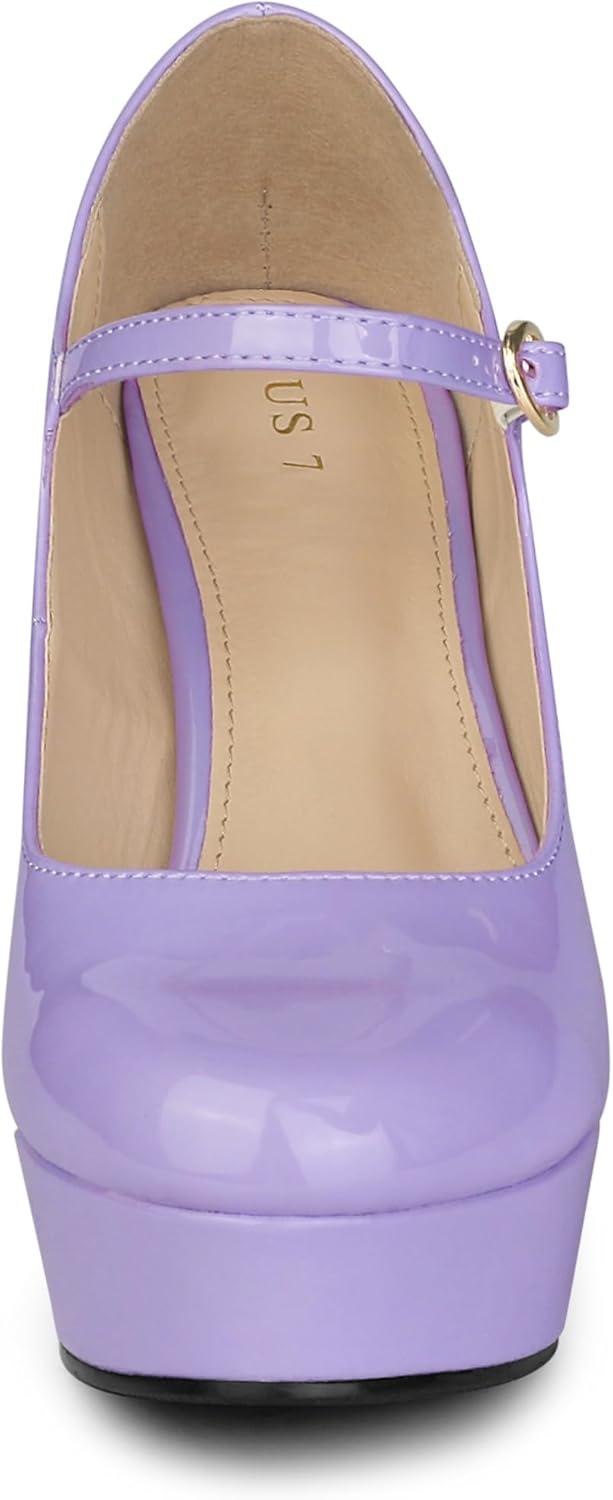 imageAllegra K Womens Platform Mary Jane Pumps Ankle Strap Stiletto High Heels Dress ShoesPurple