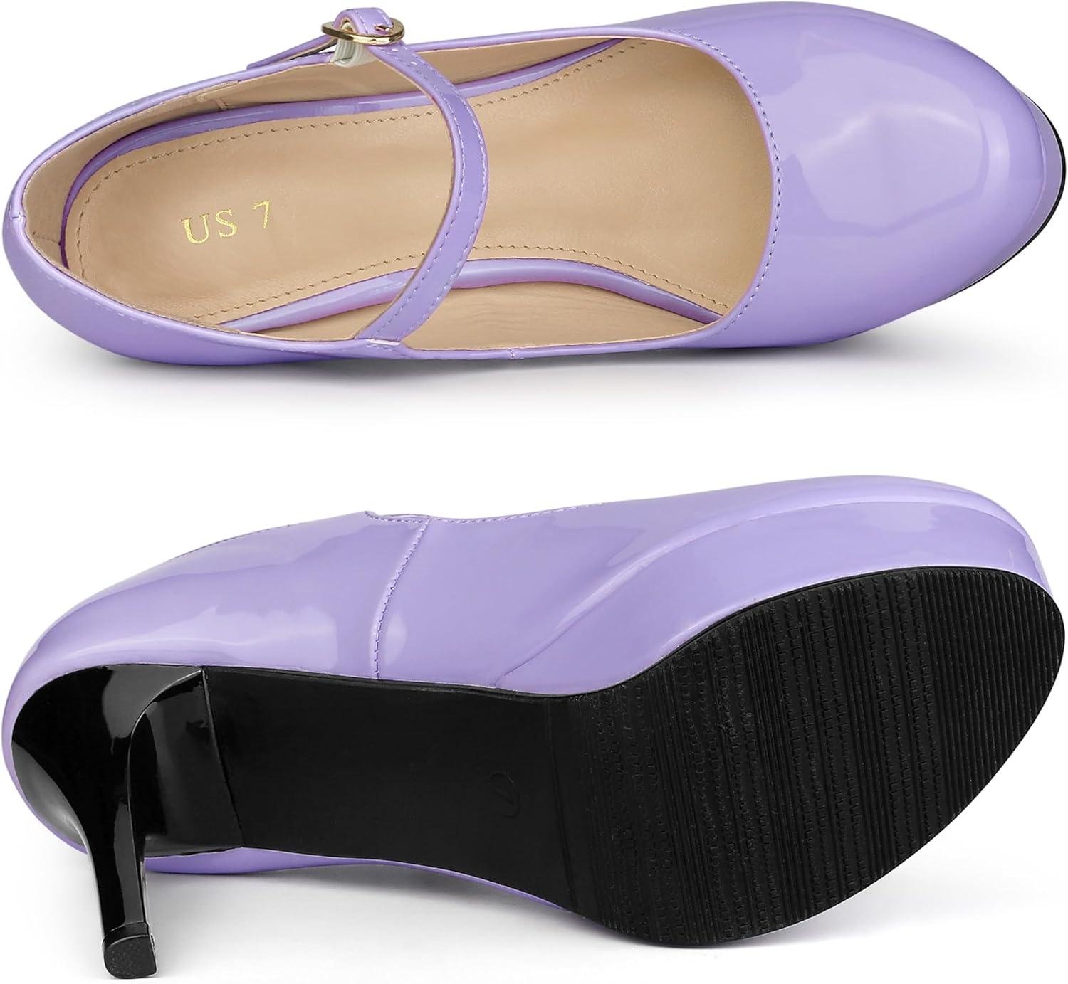 imageAllegra K Womens Platform Mary Jane Pumps Ankle Strap Stiletto High Heels Dress ShoesPurple