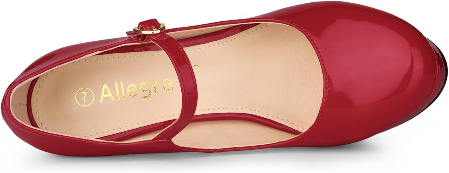 imageAllegra K Womens Platform Mary Jane Pumps Ankle Strap Stiletto High Heels Dress ShoesRed