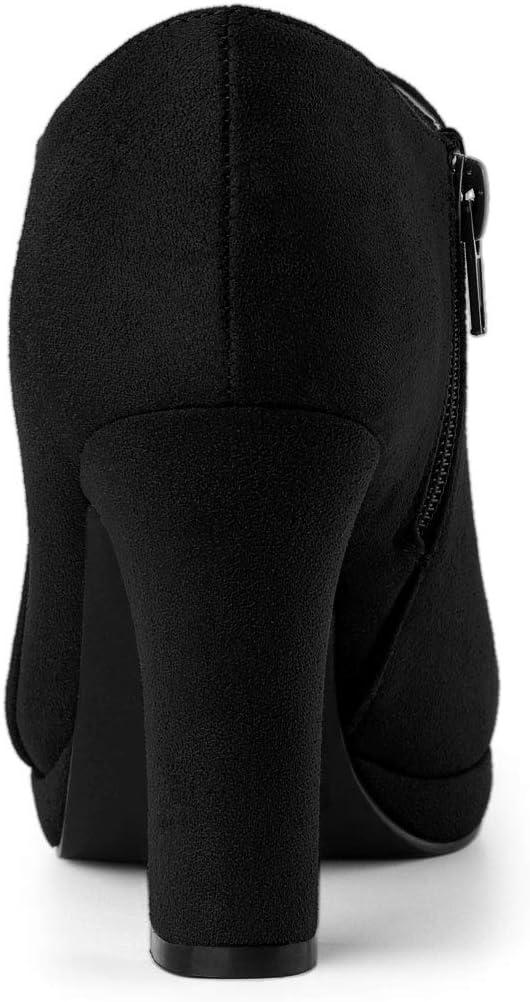 imageAllegra K Womens Platform Round Toe Chunky Heels Ankle BootiesBlack