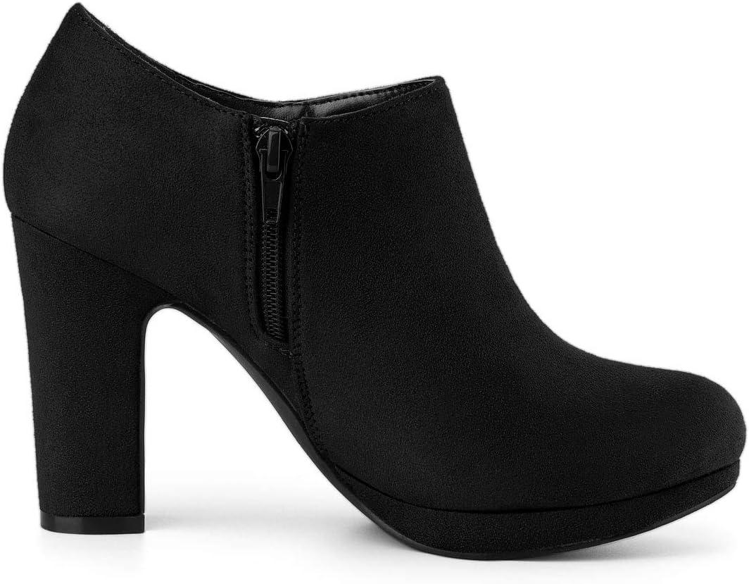 imageAllegra K Womens Platform Round Toe Chunky Heels Ankle BootiesBlack