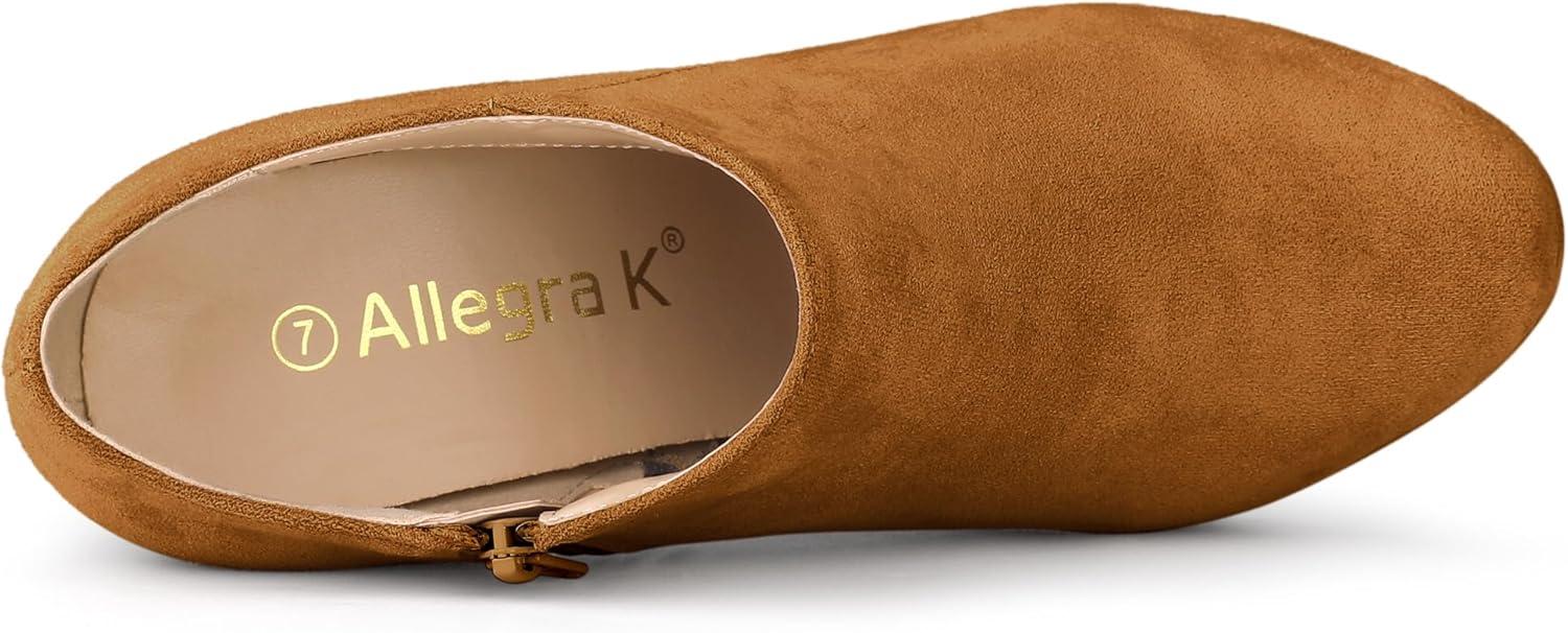 imageAllegra K Womens Platform Round Toe Chunky Heels Ankle BootiesBrown