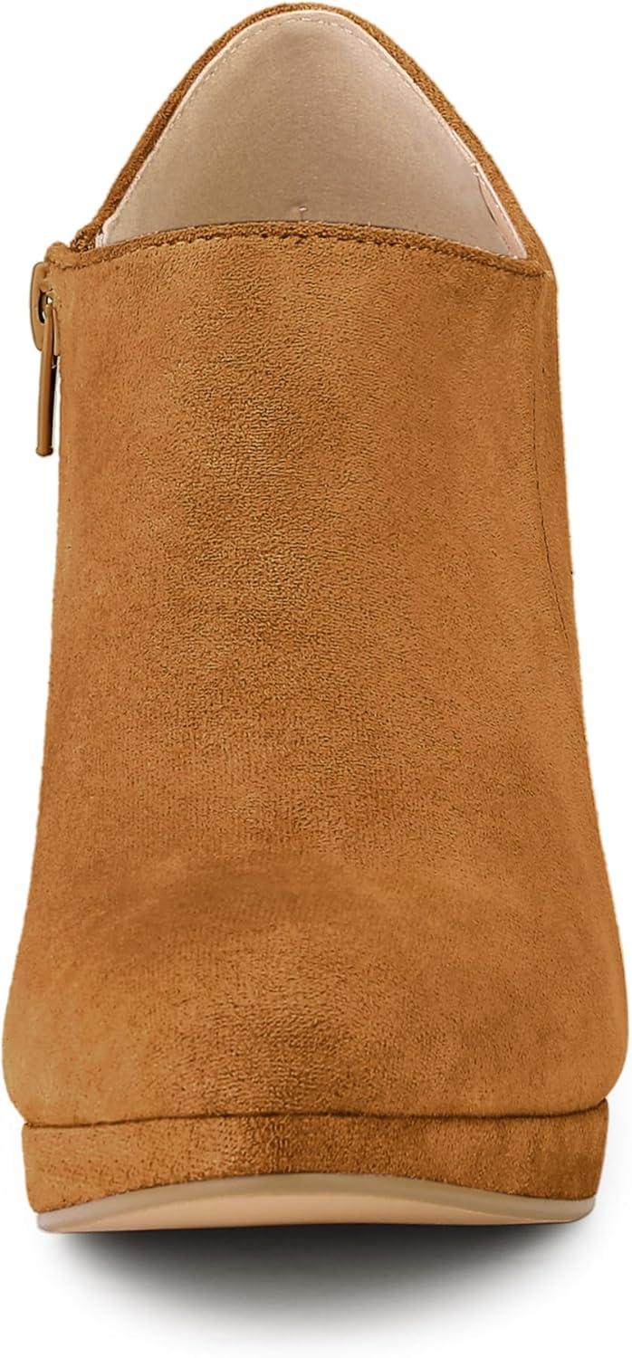 imageAllegra K Womens Platform Round Toe Chunky Heels Ankle BootiesBrown