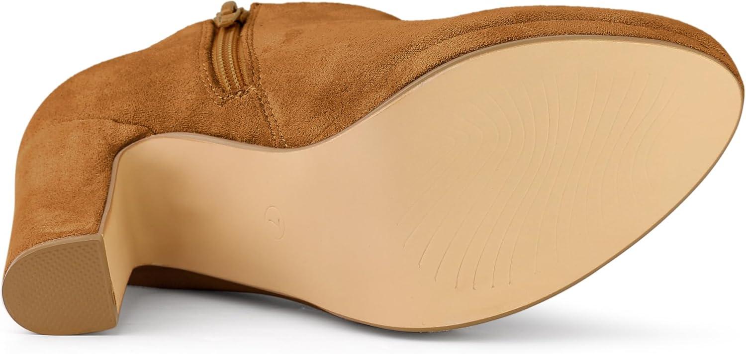 imageAllegra K Womens Platform Round Toe Chunky Heels Ankle BootiesBrown