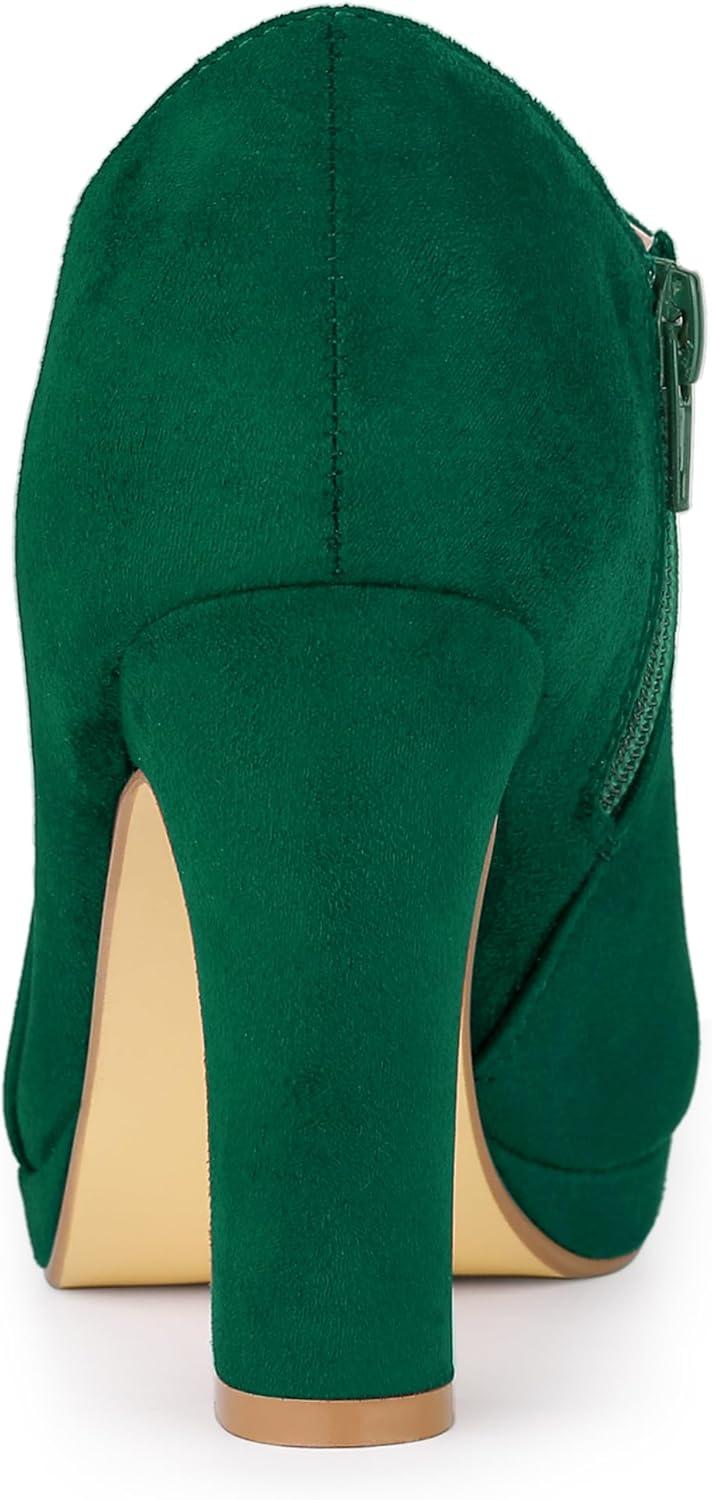 imageAllegra K Womens Platform Round Toe Chunky Heels Ankle BootiesEmerald Green