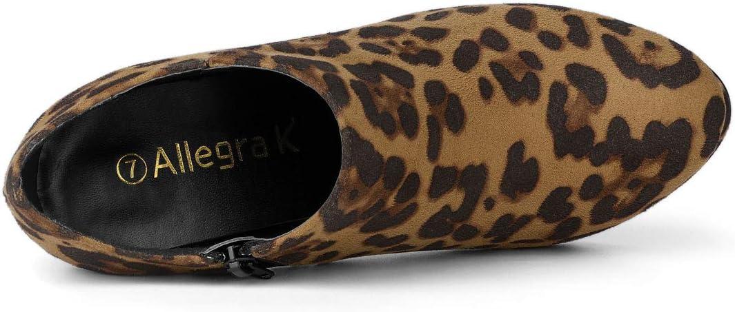 imageAllegra K Womens Platform Round Toe Chunky Heels Ankle BootiesLeopard