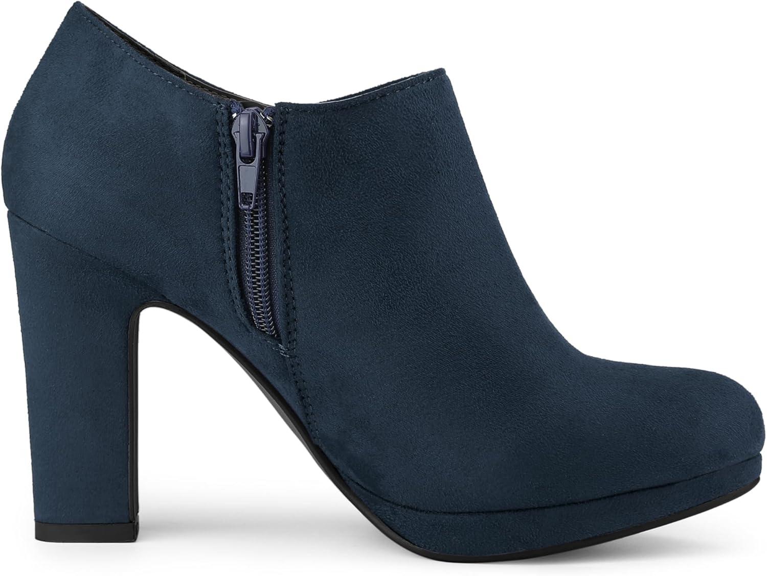 imageAllegra K Womens Platform Round Toe Chunky Heels Ankle BootiesNavy Blue