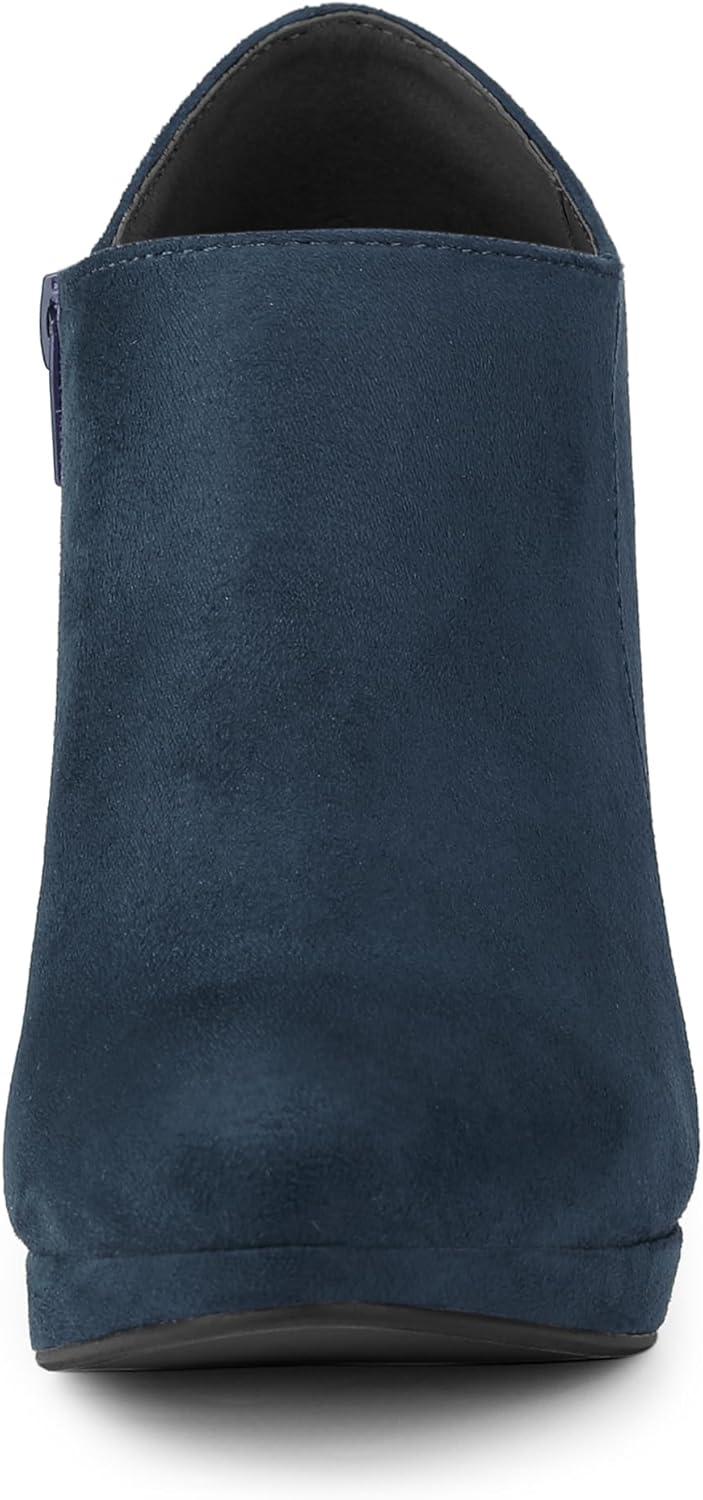 imageAllegra K Womens Platform Round Toe Chunky Heels Ankle BootiesNavy Blue