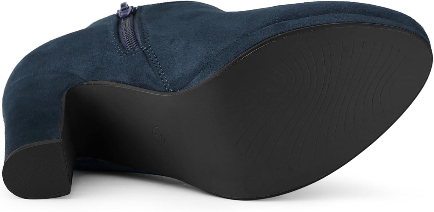 imageAllegra K Womens Platform Round Toe Chunky Heels Ankle BootiesNavy Blue