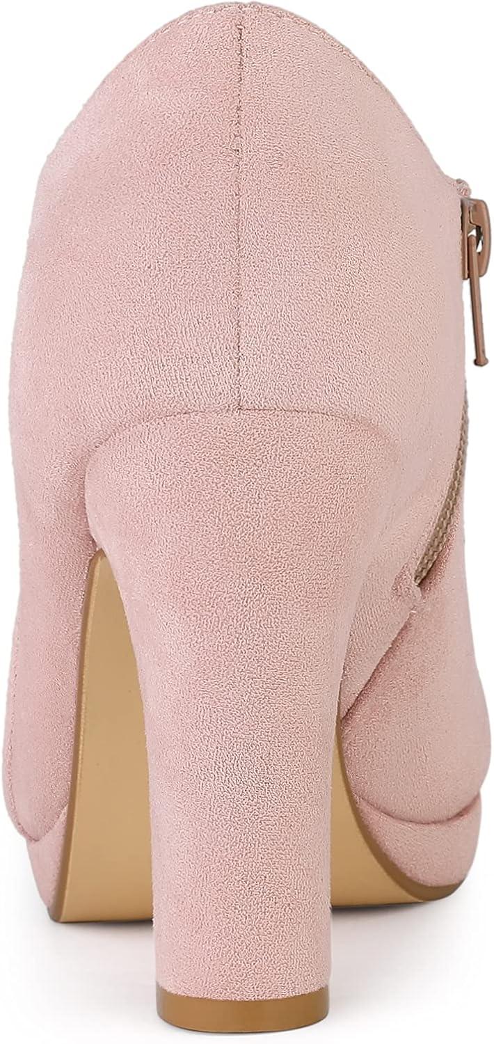 imageAllegra K Womens Platform Round Toe Chunky Heels Ankle BootiesPink