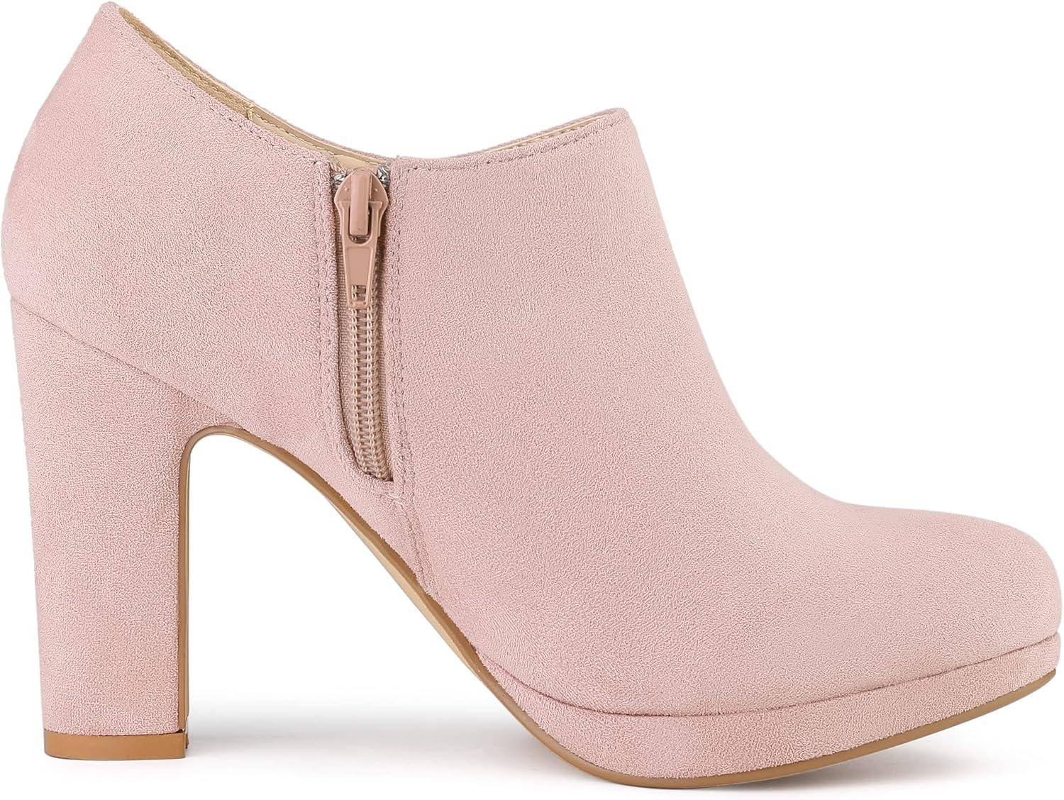imageAllegra K Womens Platform Round Toe Chunky Heels Ankle BootiesPink