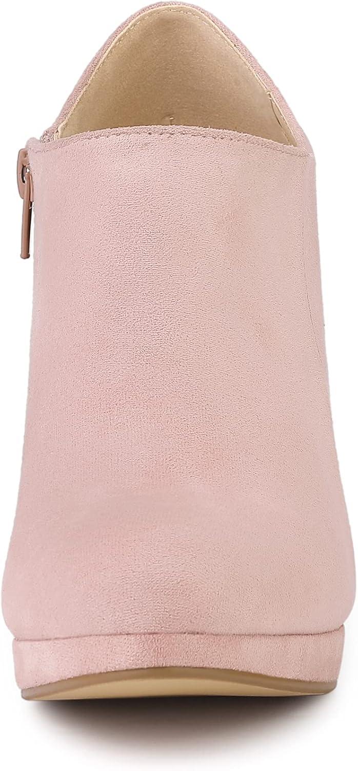 imageAllegra K Womens Platform Round Toe Chunky Heels Ankle BootiesPink