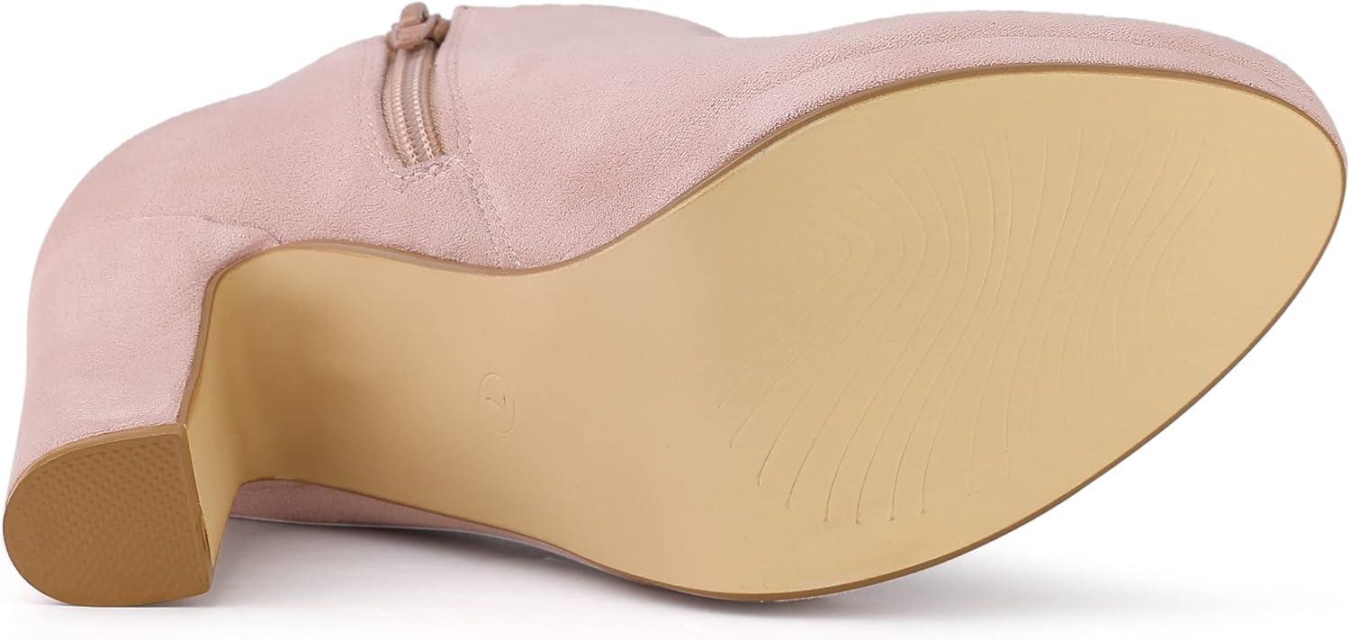 imageAllegra K Womens Platform Round Toe Chunky Heels Ankle BootiesPink