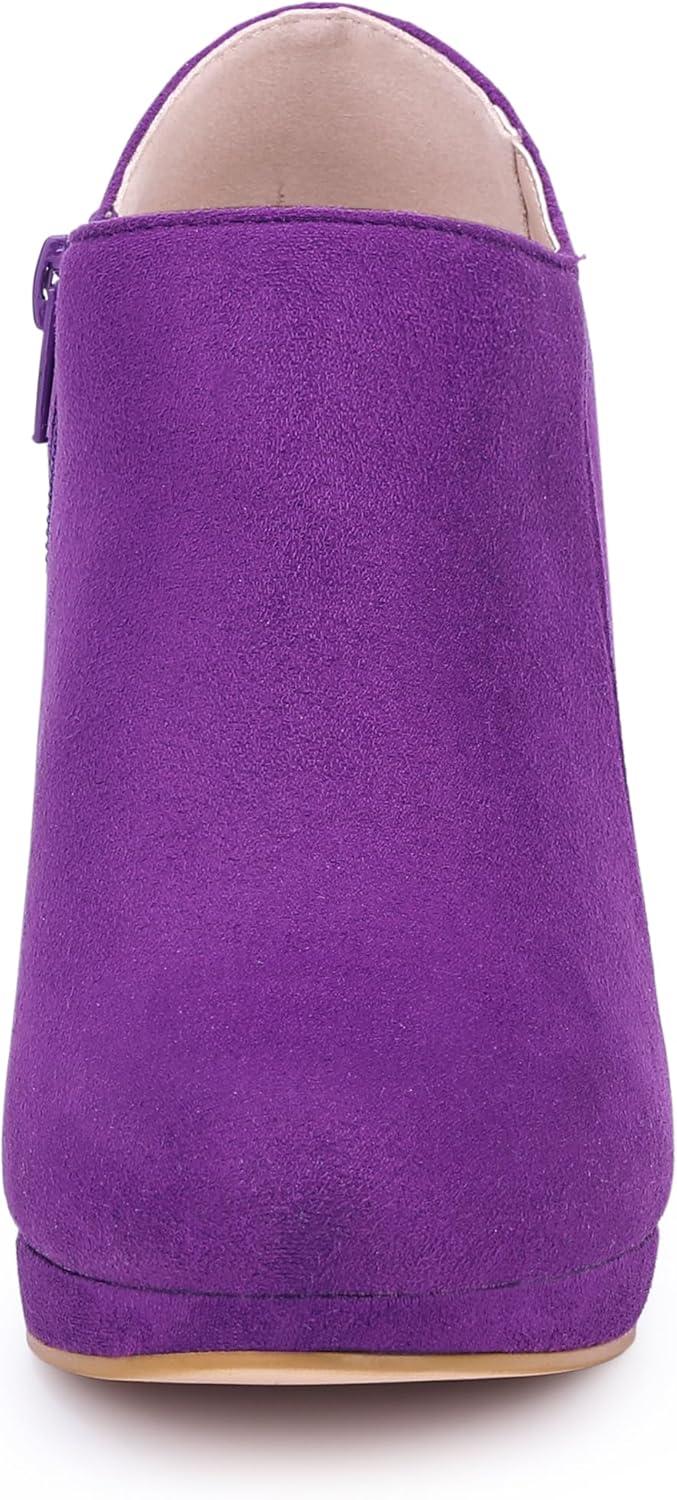 imageAllegra K Womens Platform Round Toe Chunky Heels Ankle BootiesPurple