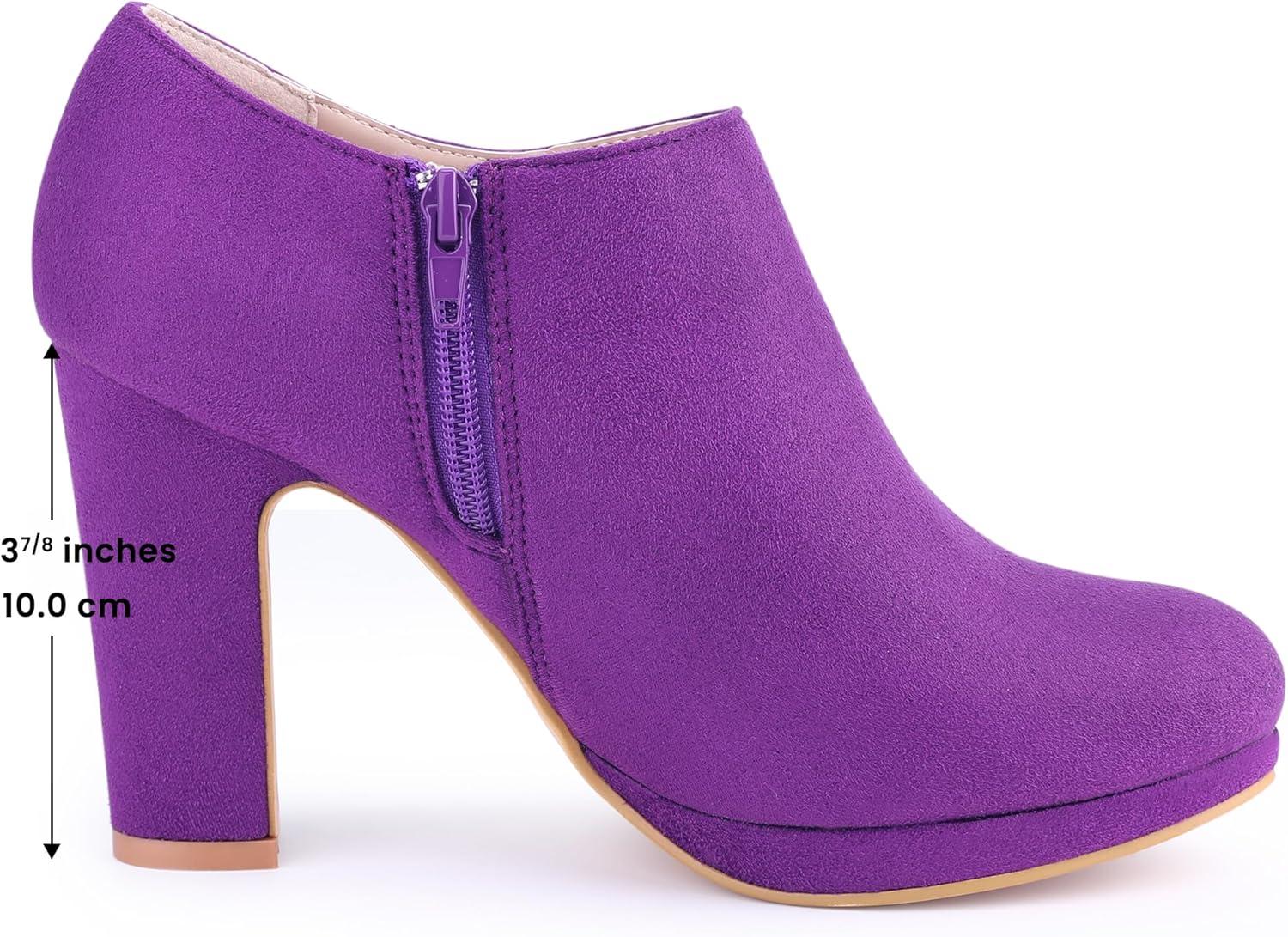 imageAllegra K Womens Platform Round Toe Chunky Heels Ankle BootiesPurple