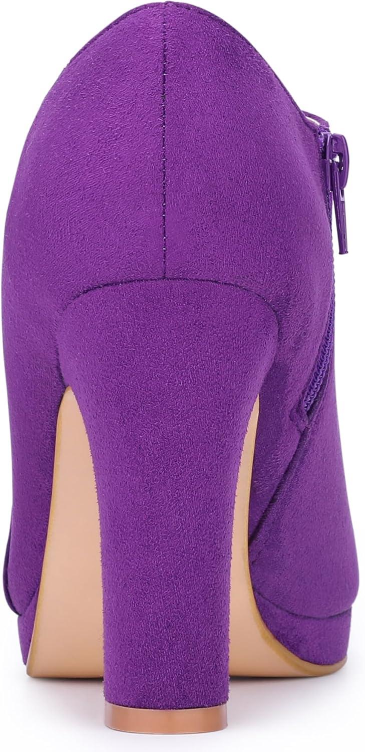 imageAllegra K Womens Platform Round Toe Chunky Heels Ankle BootiesPurple