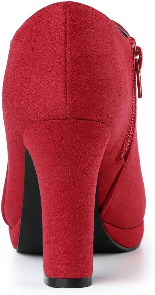 imageAllegra K Womens Platform Round Toe Chunky Heels Ankle BootiesRed