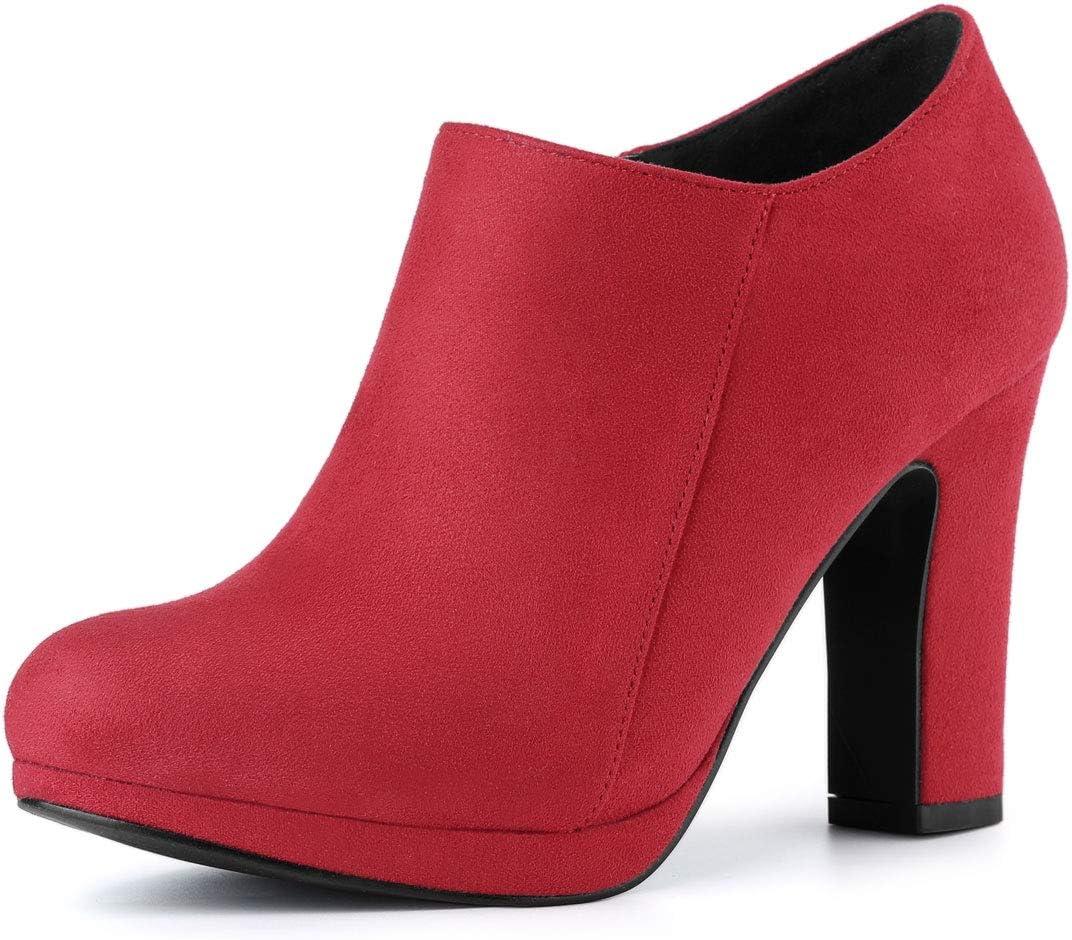 imageAllegra K Womens Platform Round Toe Chunky Heels Ankle BootiesRed