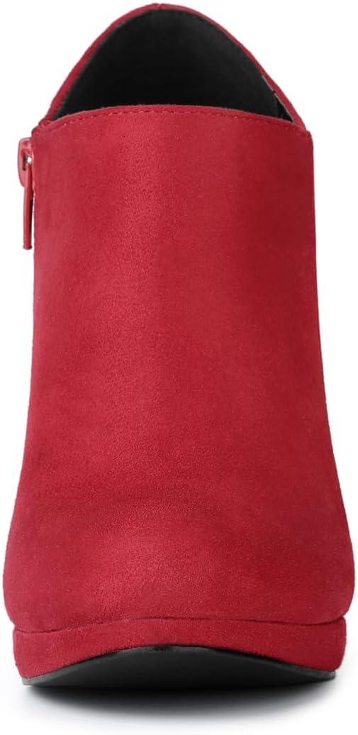 imageAllegra K Womens Platform Round Toe Chunky Heels Ankle BootiesRed