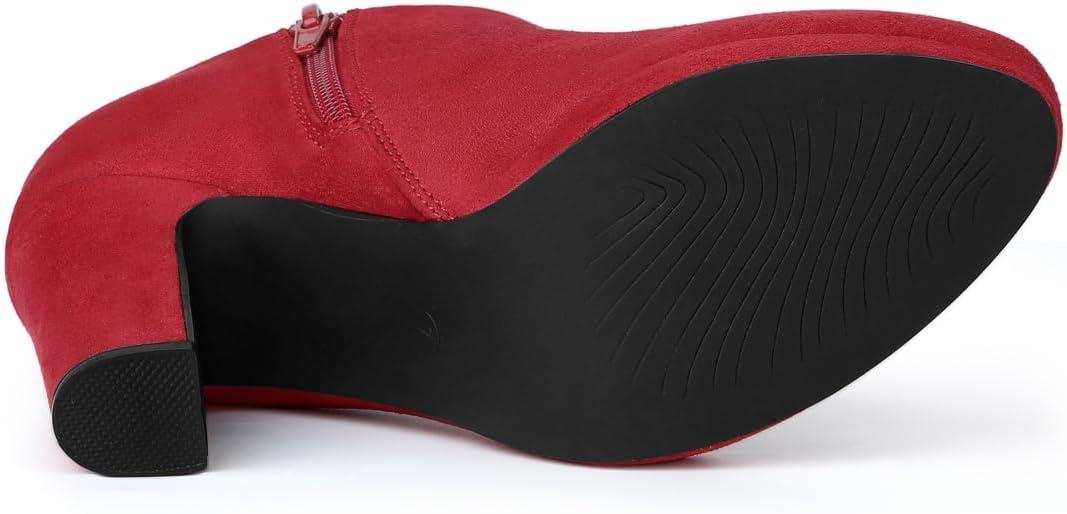 imageAllegra K Womens Platform Round Toe Chunky Heels Ankle BootiesRed