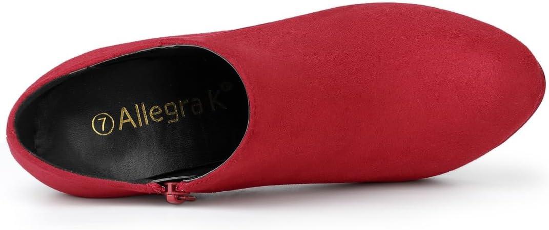 imageAllegra K Womens Platform Round Toe Chunky Heels Ankle BootiesRed