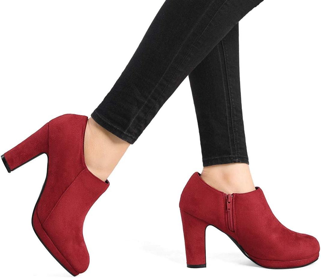 imageAllegra K Womens Platform Round Toe Chunky Heels Ankle BootiesRed