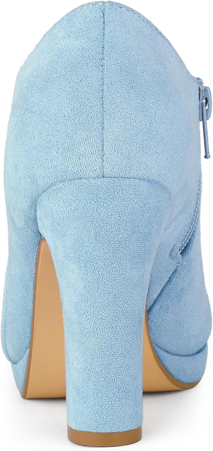 imageAllegra K Womens Platform Round Toe Chunky Heels Ankle BootiesSky Blue