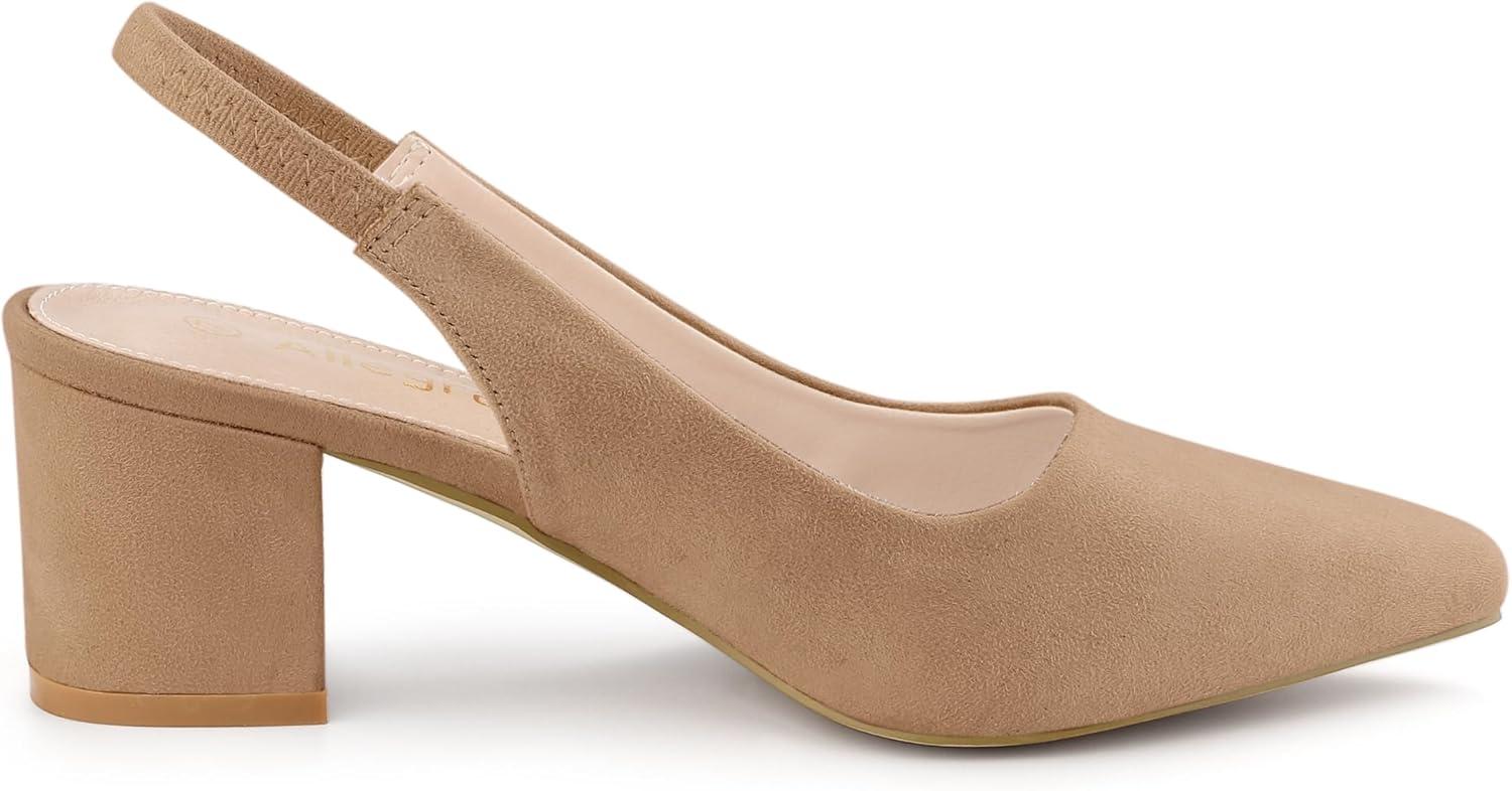 imageAllegra K Womens Pointed Toe Block Heel Pumps Nude Slingback Heels  6 M US