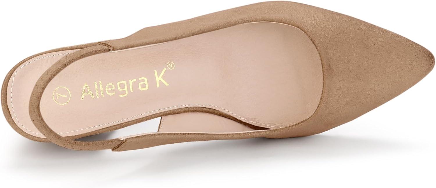 imageAllegra K Womens Pointed Toe Block Heel Pumps Nude Slingback Heels  6 M US