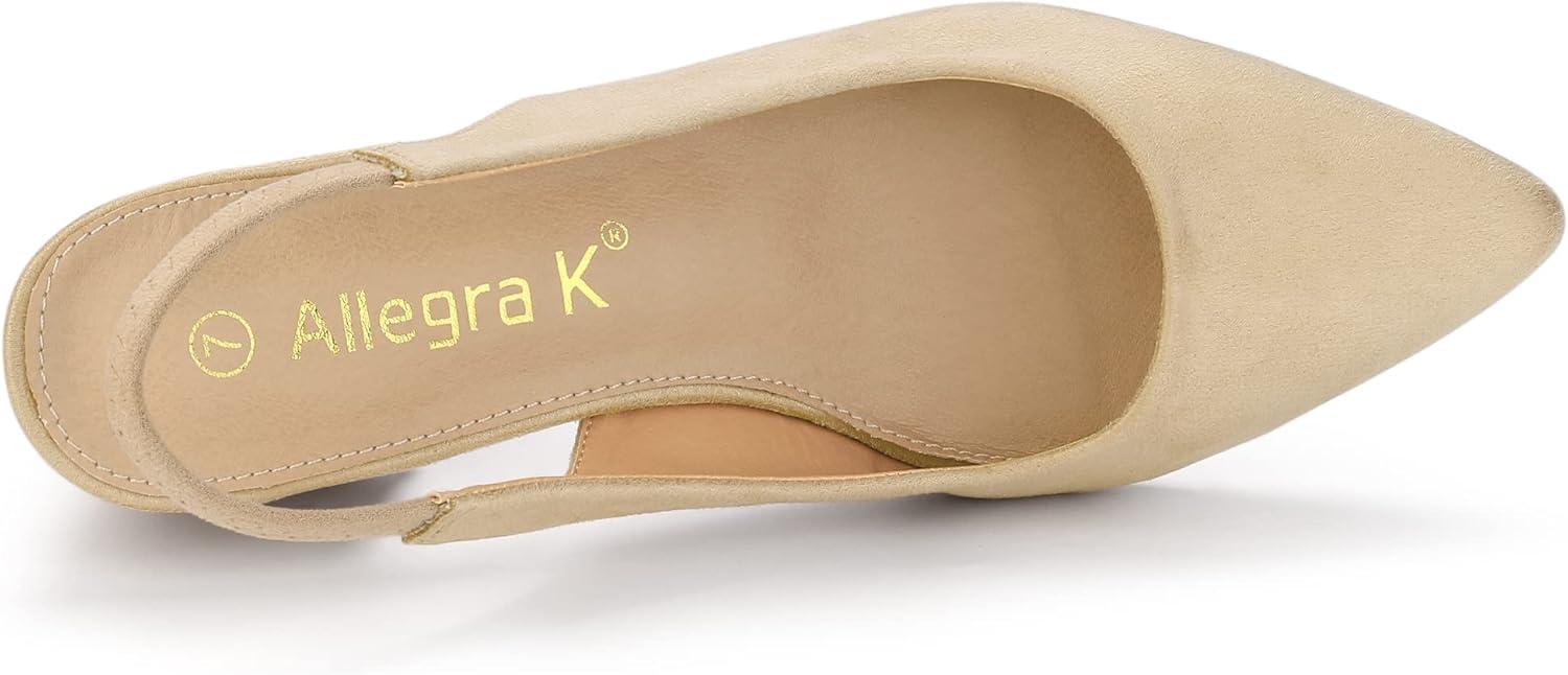 imageAllegra K Womens Pointed Toe Block Heel Pumps Slingback HeelsBeige