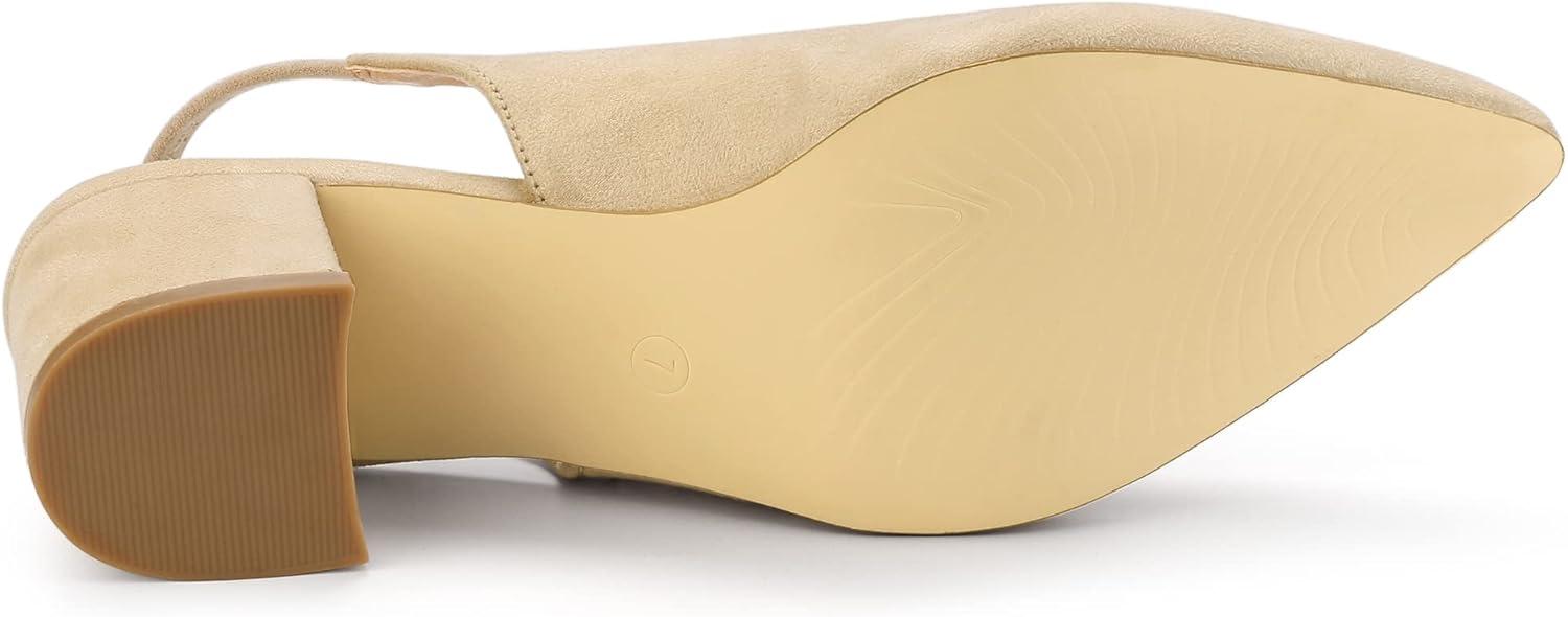 imageAllegra K Womens Pointed Toe Block Heel Pumps Slingback HeelsBeige