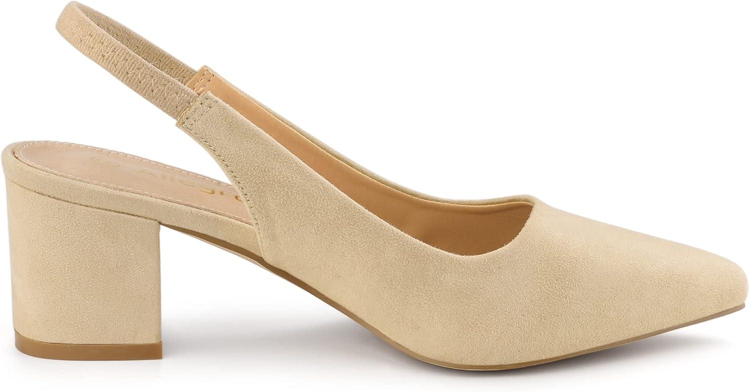 imageAllegra K Womens Pointed Toe Block Heel Pumps Slingback HeelsBeige