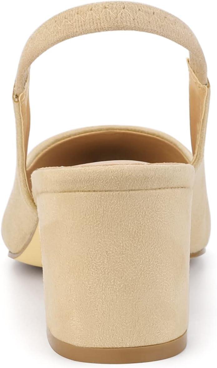 imageAllegra K Womens Pointed Toe Block Heel Pumps Slingback HeelsBeige