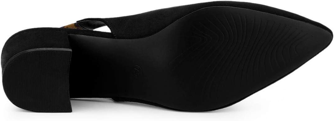 imageAllegra K Womens Pointed Toe Block Heel Pumps Slingback HeelsBlack