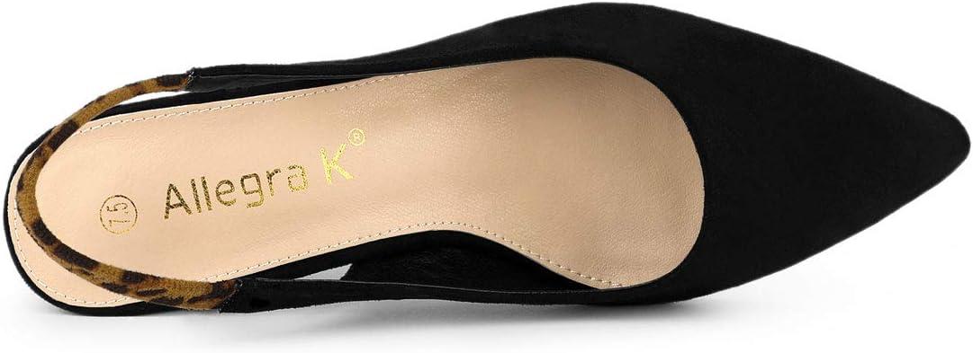 imageAllegra K Womens Pointed Toe Block Heel Pumps Slingback HeelsBlack
