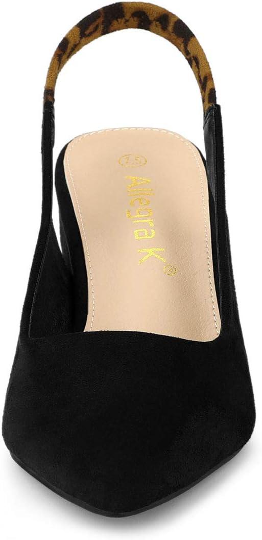 imageAllegra K Womens Pointed Toe Block Heel Pumps Slingback HeelsBlack