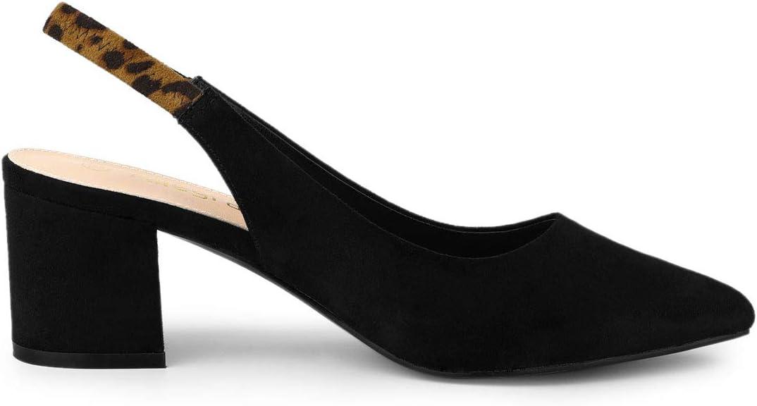 imageAllegra K Womens Pointed Toe Block Heel Pumps Slingback HeelsBlack