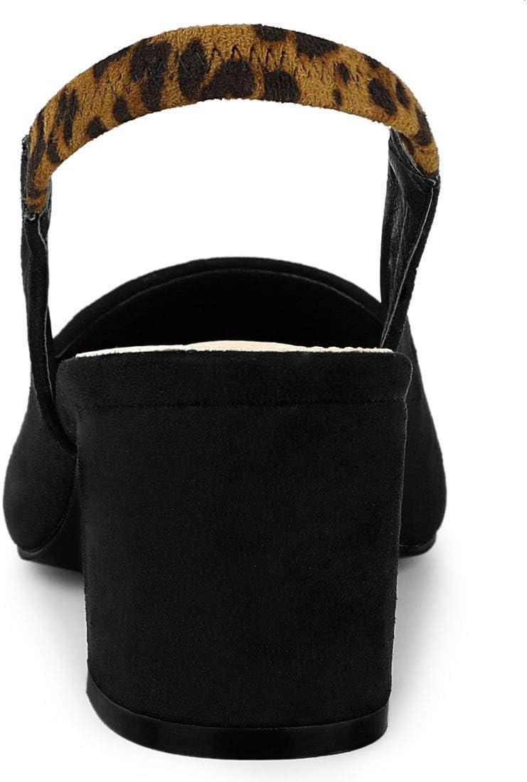 imageAllegra K Womens Pointed Toe Block Heel Pumps Slingback HeelsBlack