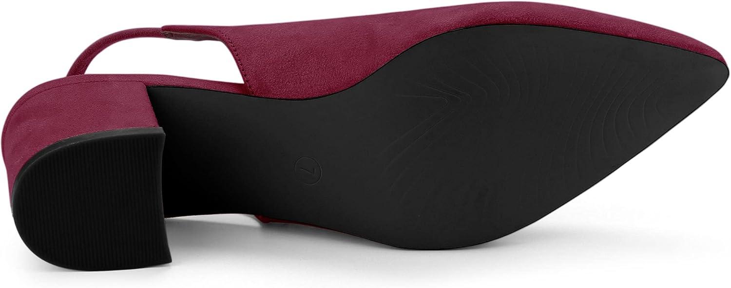 imageAllegra K Womens Pointed Toe Block Heel Pumps Slingback HeelsBurgundy