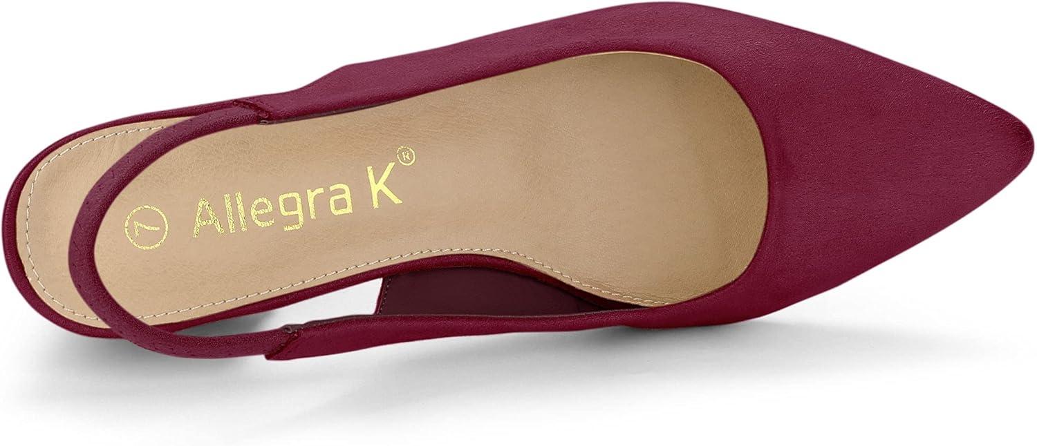 imageAllegra K Womens Pointed Toe Block Heel Pumps Slingback HeelsBurgundy