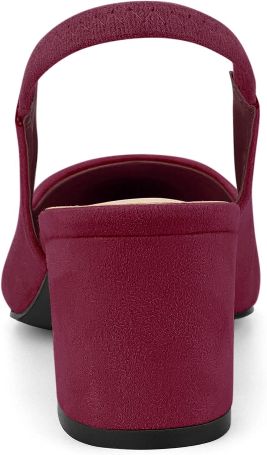 imageAllegra K Womens Pointed Toe Block Heel Pumps Slingback HeelsBurgundy