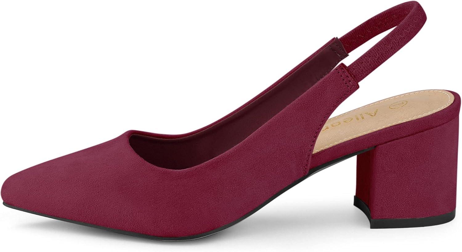 imageAllegra K Womens Pointed Toe Block Heel Pumps Slingback HeelsBurgundy