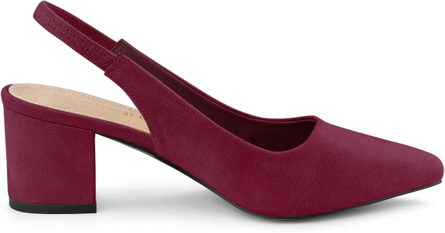 imageAllegra K Womens Pointed Toe Block Heel Pumps Slingback HeelsBurgundy
