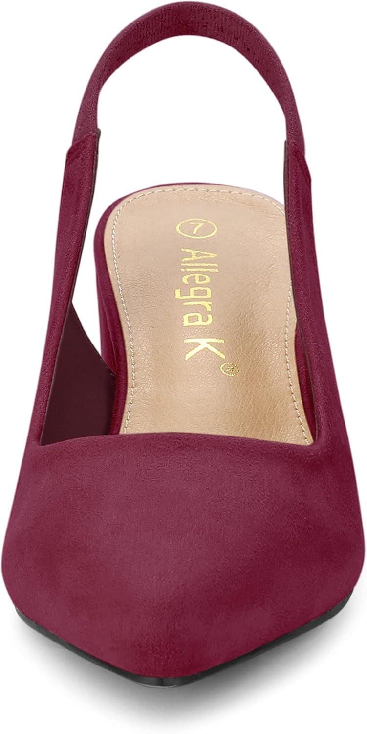 imageAllegra K Womens Pointed Toe Block Heel Pumps Slingback HeelsBurgundy