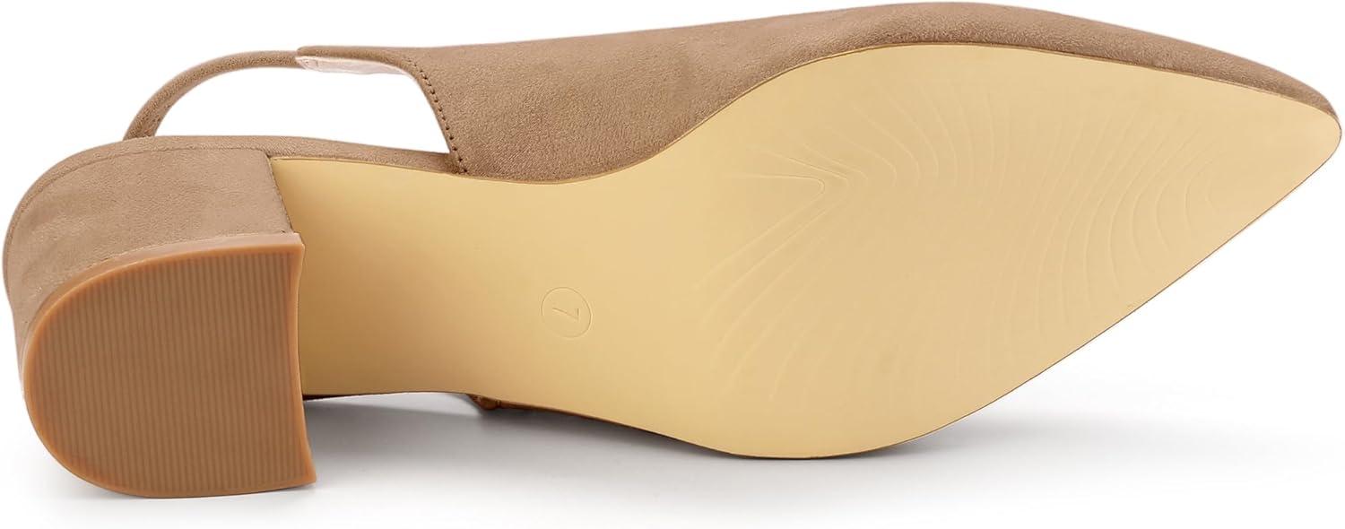 imageAllegra K Womens Pointed Toe Block Heel Pumps Slingback HeelsNude