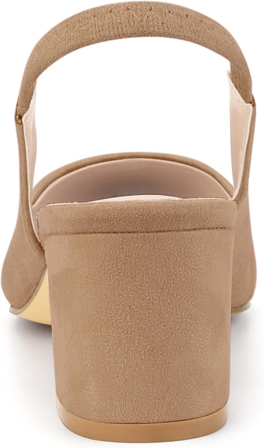 imageAllegra K Womens Pointed Toe Block Heel Pumps Slingback HeelsNude