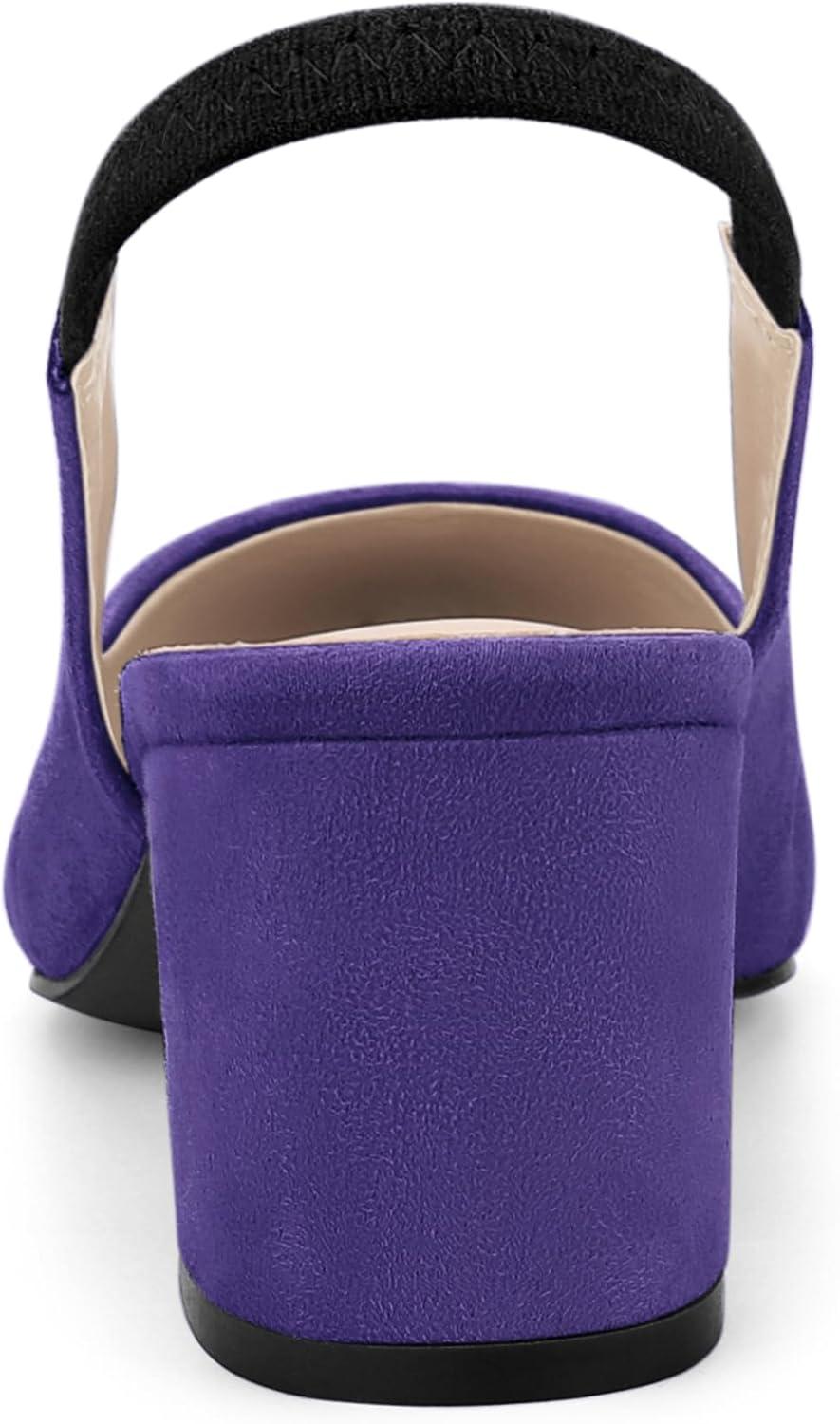 imageAllegra K Womens Pointed Toe Block Heel Pumps Slingback HeelsPurple