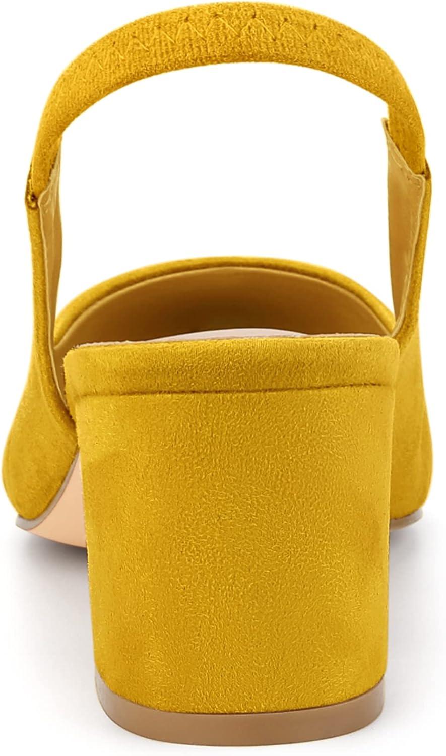 imageAllegra K Womens Pointed Toe Block Heel Pumps Slingback HeelsYellow