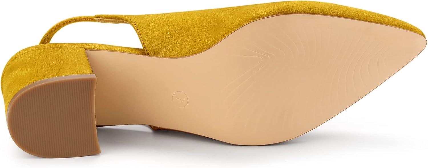imageAllegra K Womens Pointed Toe Block Heel Pumps Slingback HeelsYellow