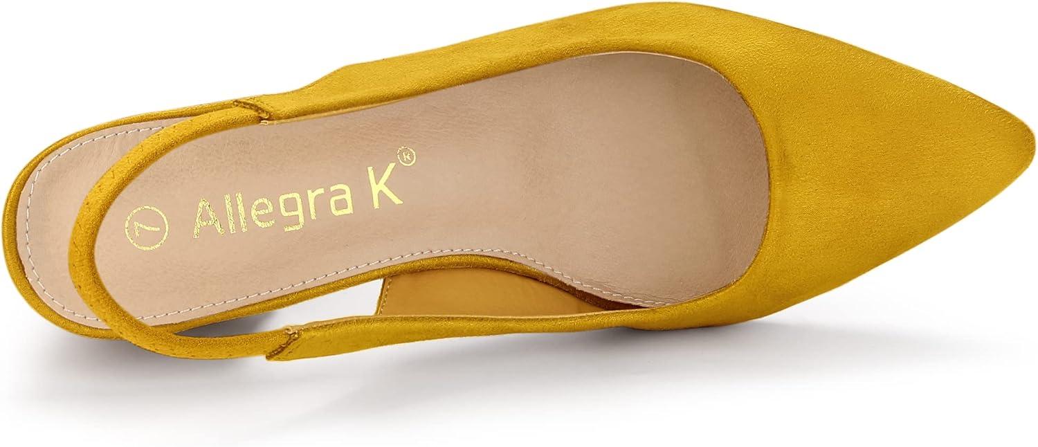 imageAllegra K Womens Pointed Toe Block Heel Pumps Slingback HeelsYellow